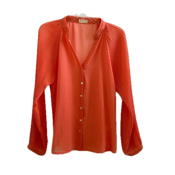 BLVD Tops - Coral Blouse Women's Size: Large